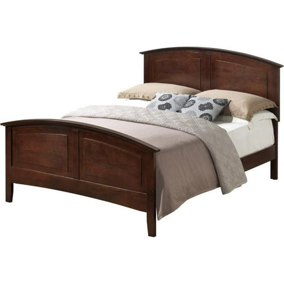 Maklaine Transitional Wood Queen Panel Bed in Cappuccino Finish