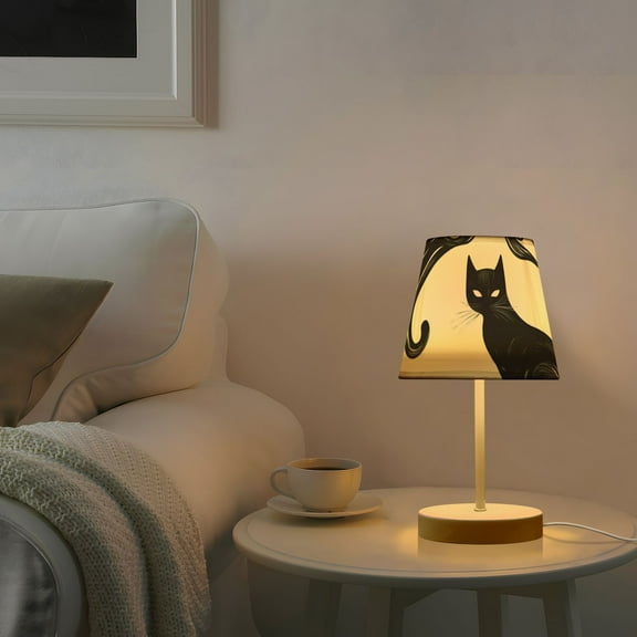 Black Cats in White Desk Lamp 3 Color Modes LED Table Lamp Nightstand Reading Light for Bedroom Living Room