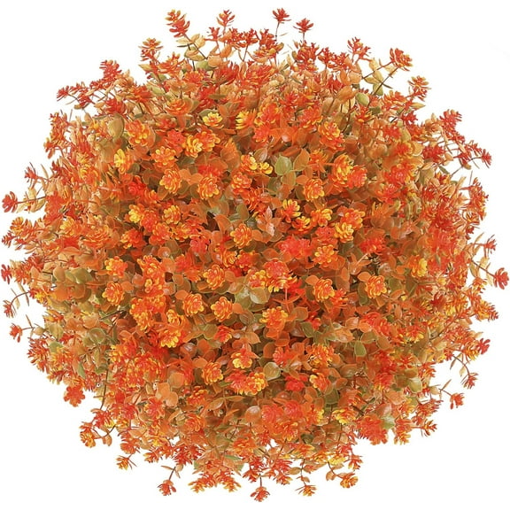 4 Bundles Artifical Spring Flower Outdoor Fake Plant Decor UV Resistant Faux Plastic Plants Hanging Plante Halloween Flower for Home Garden Porch Thanksgiving Christmas Decorations