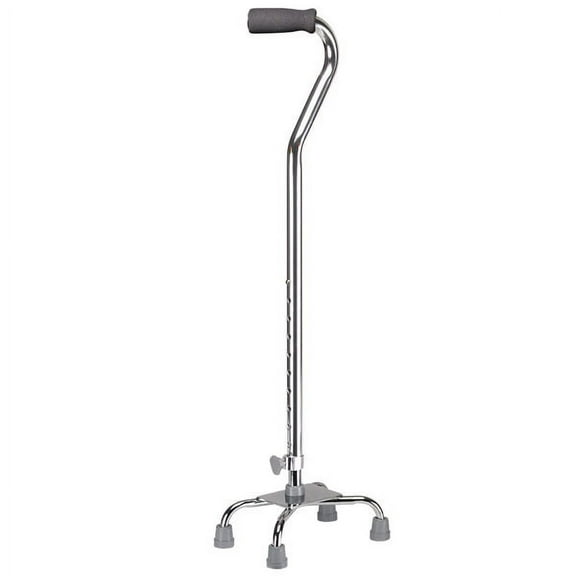 Drive Medical 10301F-4 Small Base Quad Cane with Foam Rubber Grip - Chrome