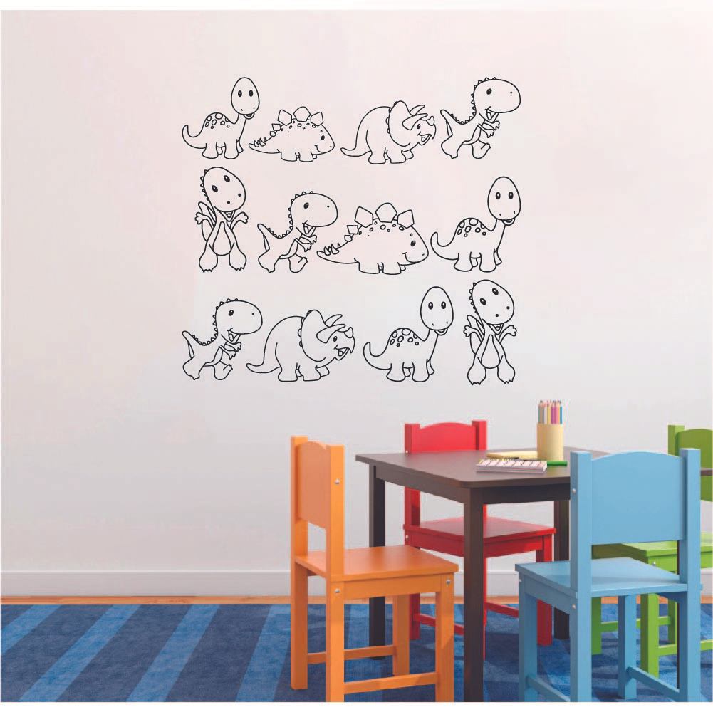 Cartoon Dinosaur Cute Dino Trex T-Rex Wall Sticker Art Decal for Girls Boys Kids Room Bedroom Nursery Kindergarten Garage House Fun Home Decor Stickers Wall Art Vinyl Decoration Size (30x30 inch)