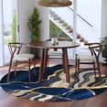 thumbnail image 4 of Blue Marble Large Area Rugs for Bedroom Living Room, Soft Non Slip Carpet Bedside Rug, Grey Gold Texture Vintage Farmhouse Art Round Floor Cover Kitchen Accent Rug 8' for Dining Room/Office, 4 of 9