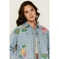 thumbnail image 4 of Johnny Was Women's Light Wash Floral Embroidered Cropped Denim Jacket - W45424-4 Medium  US, 4 of 4