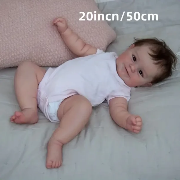 Poupée Reborn Maddie 50 Cm – Sans Cheveux – Yeux Bleus – Artisanale – Neuf