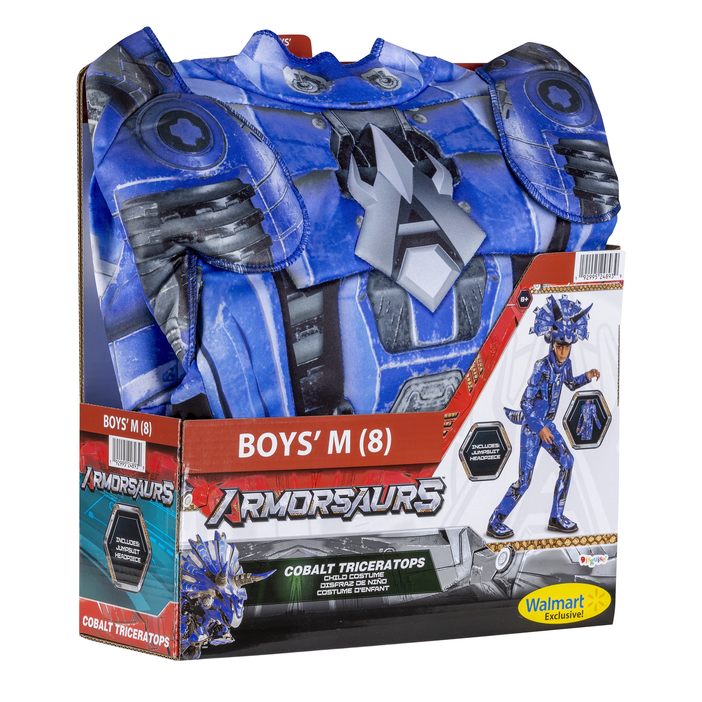 Armorsaurs Cobalt Triceratops Halloween Costume for Children, Boys Size M (8), by Disguise