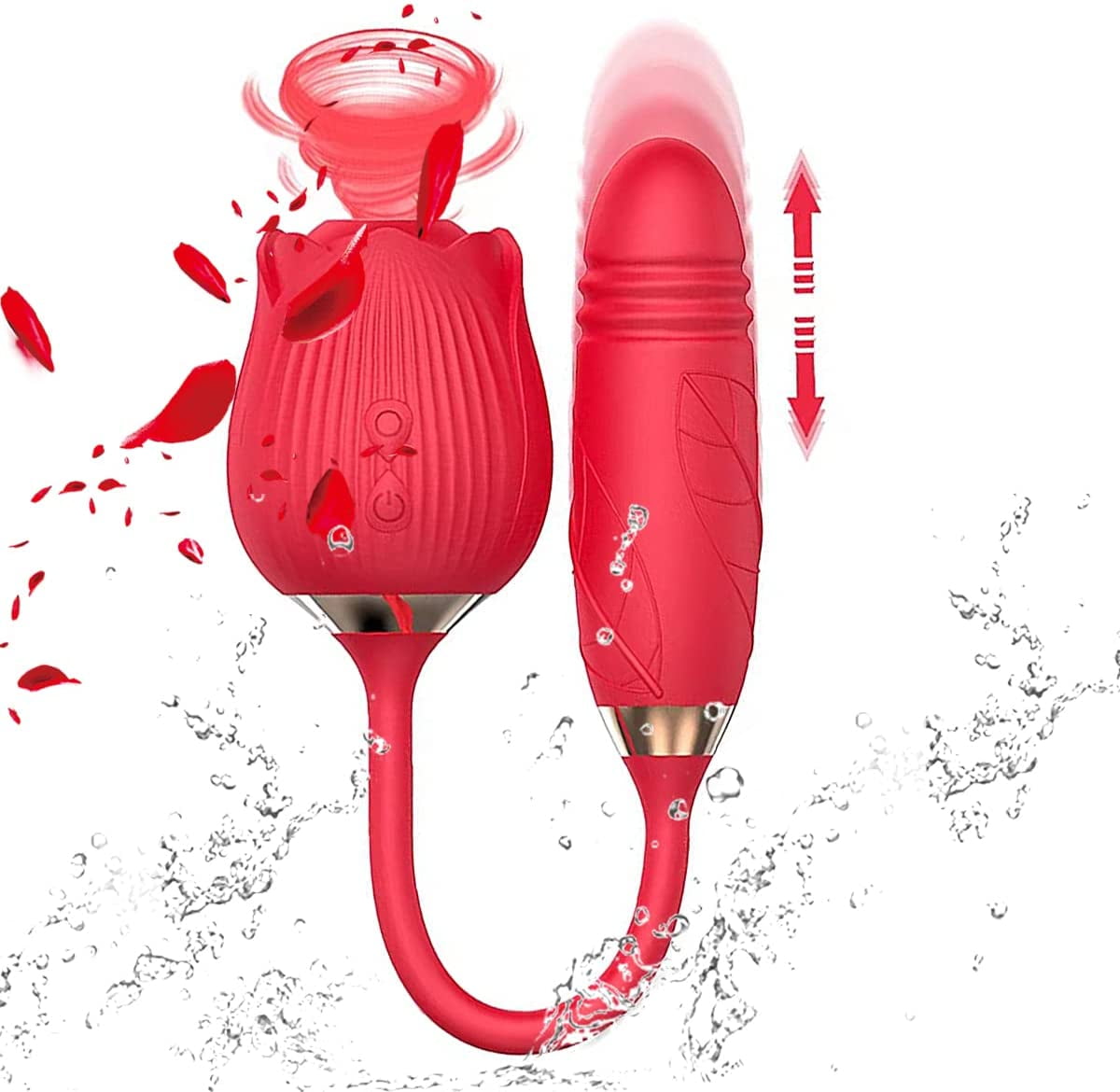 Rose Toy for Women - 2 in 1 Flower Ball with 10 Gears USB Rechargeable Valentine's Day Gift