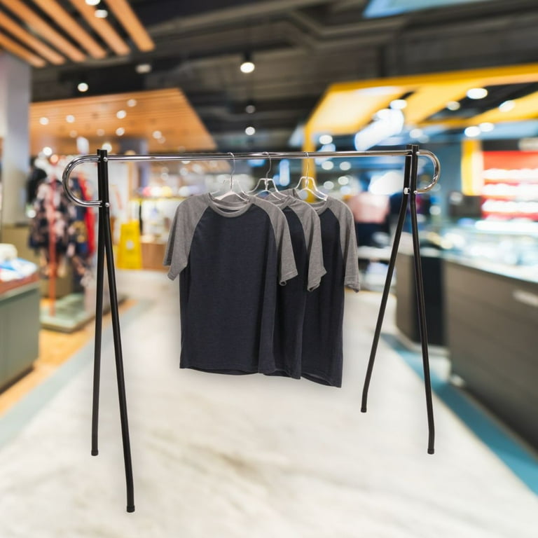 Black & Chrome Single Bar Metal Clothing Rack Hanger Stand Black & Chrome Single Bar Metal Clothing Rack Hanger Stand