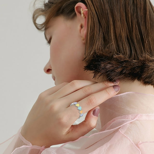 Y Anillo Ajustable Abertura De Moda En Forma De Corazón Para Mujeres Anillo Redondo Joyería Para Niñas Anillos