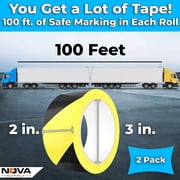 Nova Supply Double-Roll of Ultra-Adhesive, Black & Yellow Vinyl Hazard Tape for Floor Marking