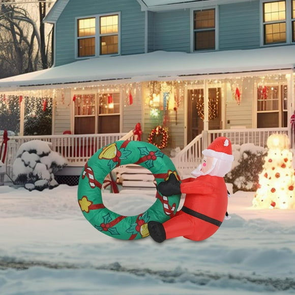 Adorno navideño inflable con luces LED (enchufe estadounidense). Fácil de instalar. Decoración navideña con temática de Papá Noel.