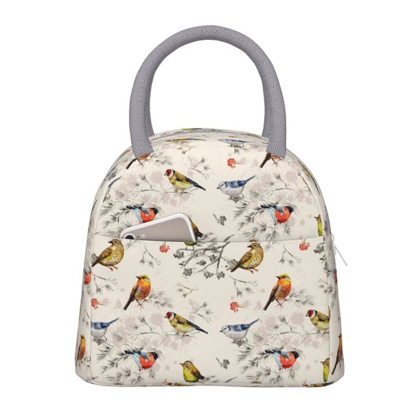 Easygdp Little Birds Bolsa de Almuerzo Insulada Grande, Forro de Aluminio, Diseño Espacioso, a Prueba de Fugas, Ideal para Trabajo, Picnics, Viajes y Actividades al Aire Libre