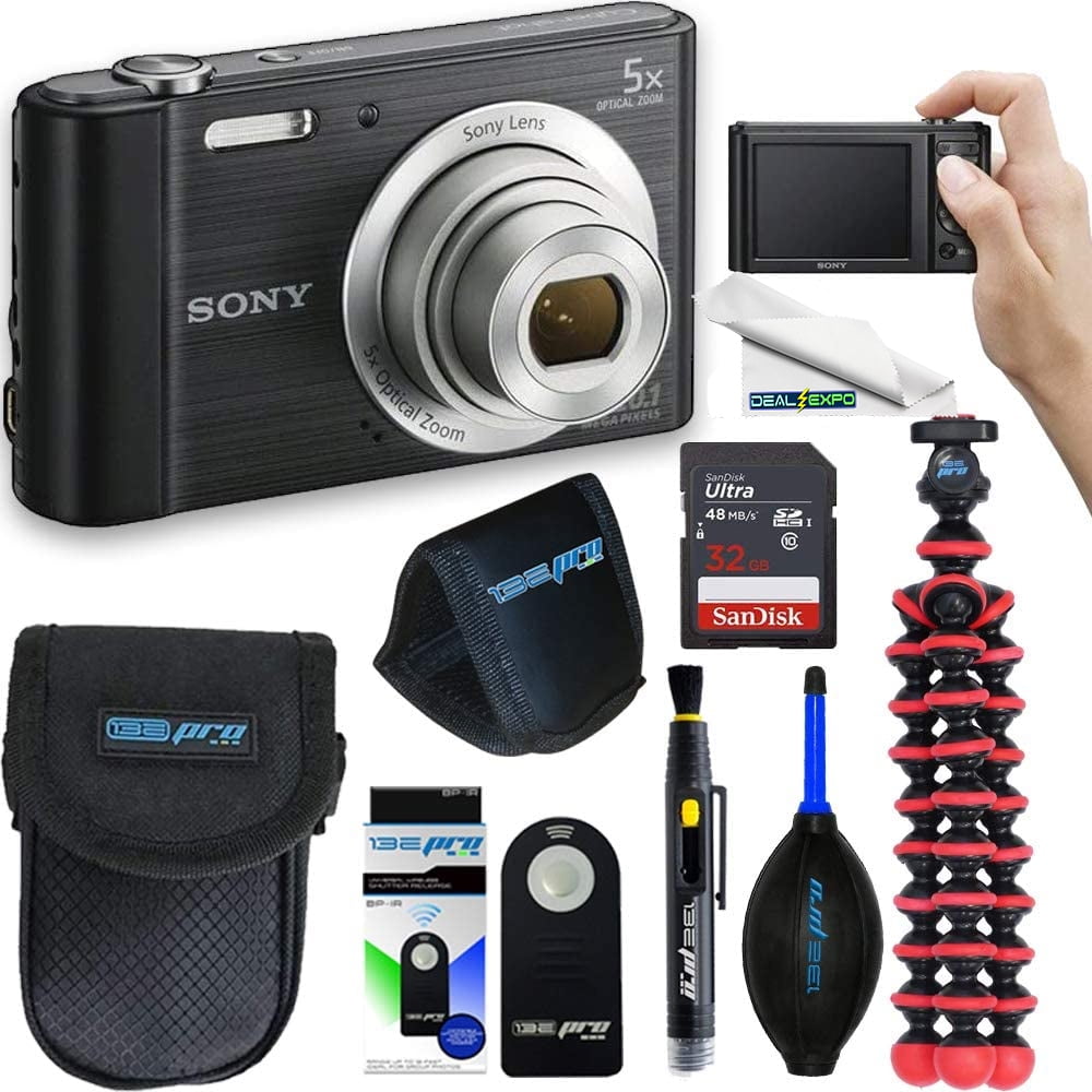 Sony CyberShot DSCW800 Digital Camera (Black) + 32GB Memory Card