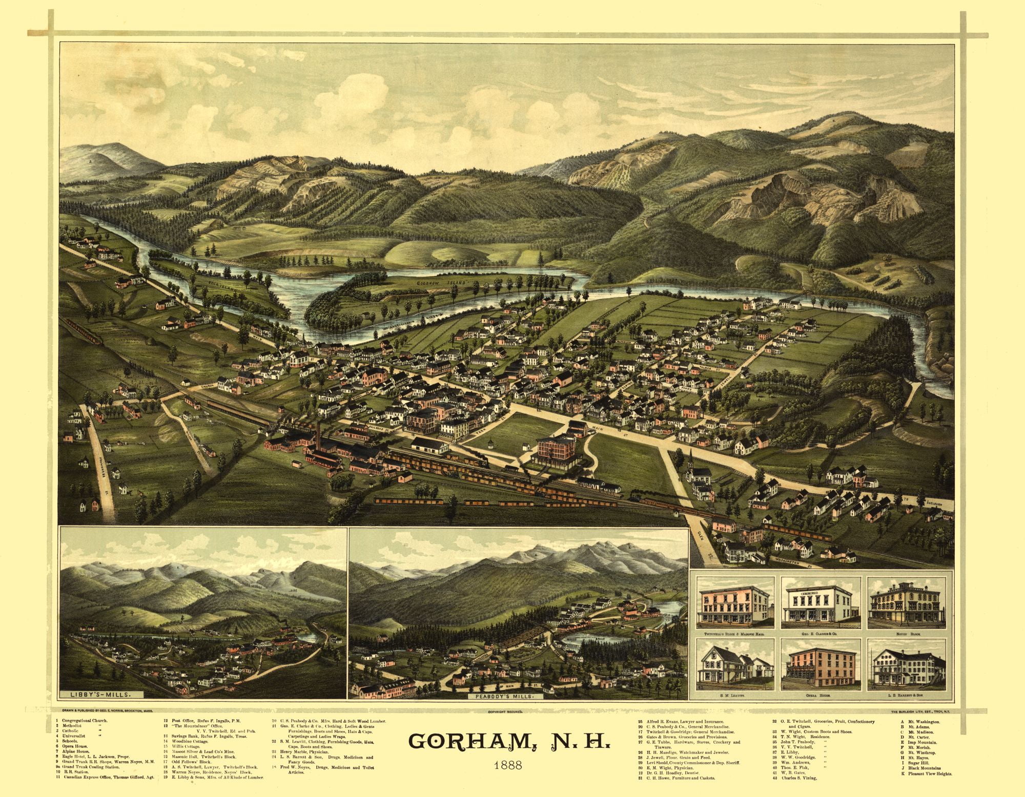Gorham New Hampshire Norris 1888 29.55 x 23