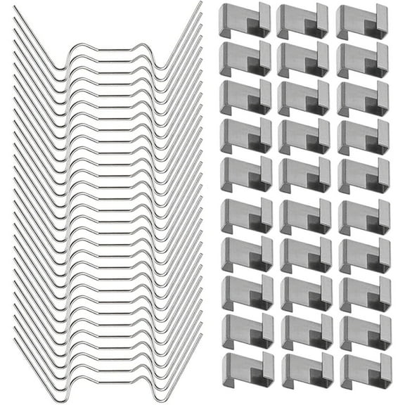 COMPUKAS 50 Set Greenhouse Glass w Clips 304 Stainless Steel 8.00X3.00X0.16in for Garden