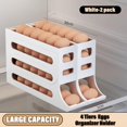 thumbnail image 2 of 4 Tiers Egg Holder for Fridge - Auto Rolling Fridge Egg Organizer, Egg Dispenser for Refrigerator, Large Capacity Stores 30 Eggs - Space-Saving (White-1 pc), 2 of 5