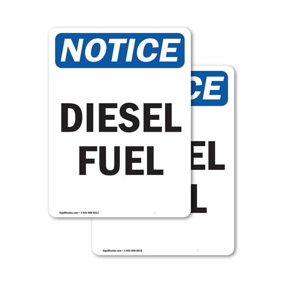 (2 Pack) Diesel Fuel OSHA Notice Sign 5 Inch X 3.5 Inch Vinyl Label Decal Sticker Weather Resistant, UV Protected for Workplace, Business, and Construction Site, Made in the USA