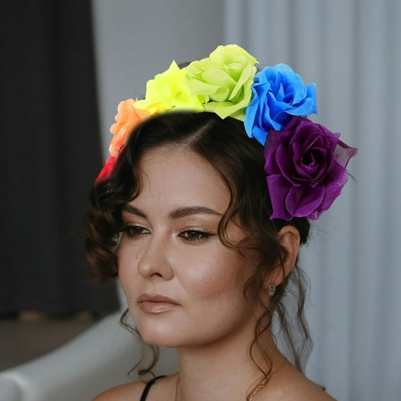 LABSERRON Wedding Flower Hairband Polyester Circular Flower Headwear 1Pack For Pageant And Parties