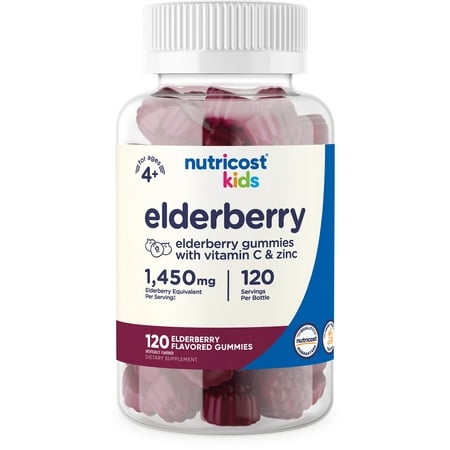 Nutricost Kids Elderberry Gummies (50mg) with Zinc & Vitamin C, 120 Gummies