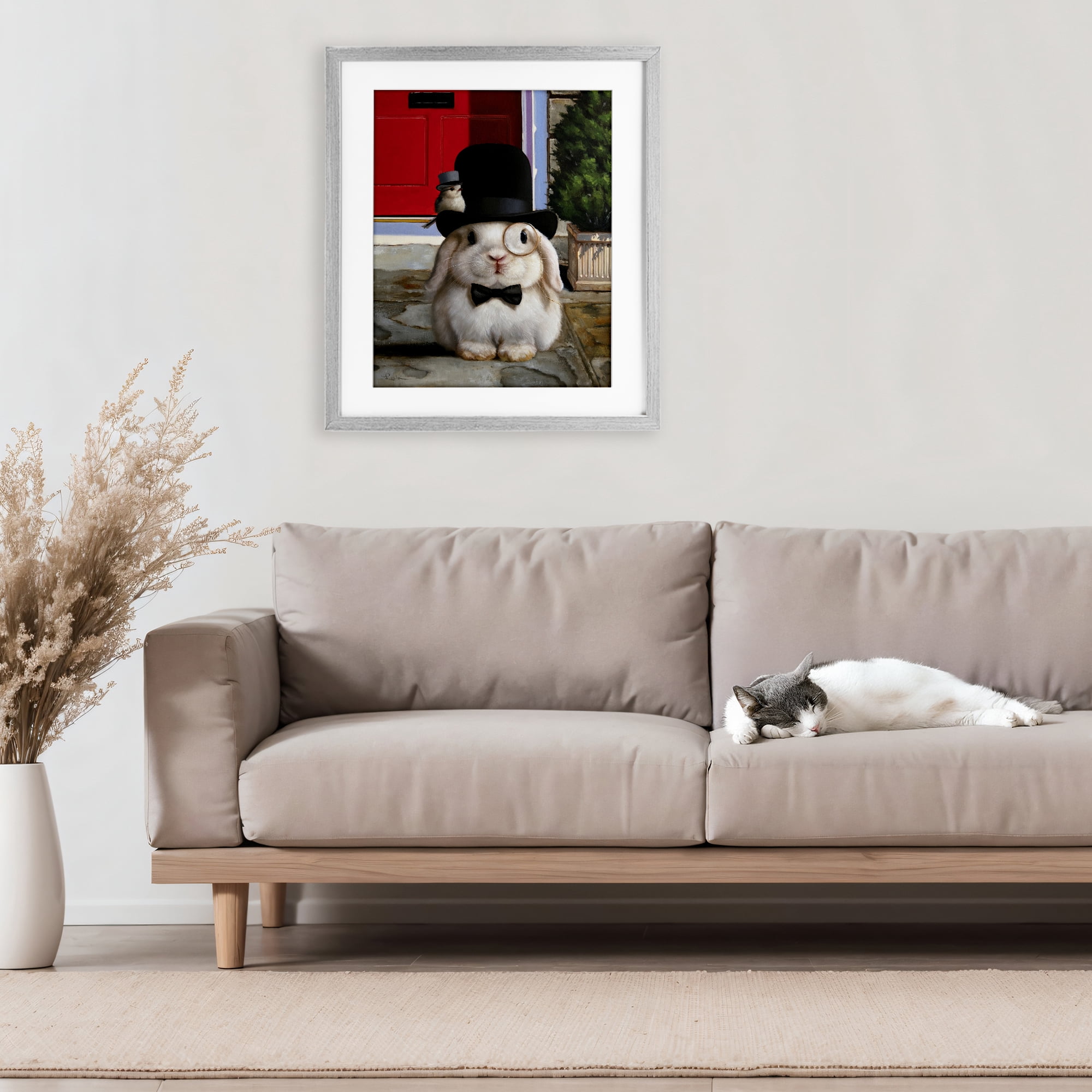 Stupell Industries Lord Bunbury Rabbit Gray Framed Print Under Glass, design by Lucia Heffernan