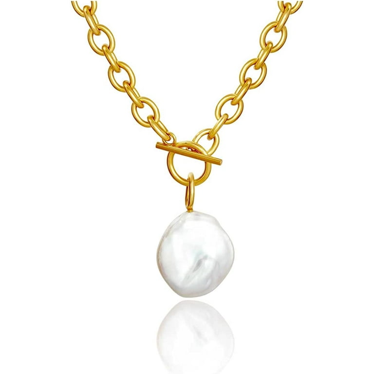 Long chunky cheap pearl necklace