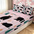 thumbnail image 3 of Manfei Cartoon Bear Zipper Full Size Comforter Sets with Fitted Sheet and 2 Pillowcases, Woodland Jungle Tree Zipper Bedding Set, Pink Green, Pink Reversible, 4-Piece, 3 of 7