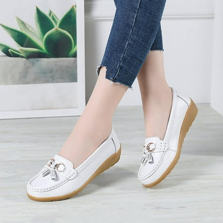 

Women s Breathable Leather Loafers Moccasins Wild Driving Flats Slip-On Soft Walking Shoes