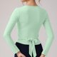 thumbnail image 3 of MHFRRA Camisetas de Mujer para Uso Diario, Cuello En V, Manga Larga con Diseño de Lazo, Estilo Casual y Cómodo para Todas Las Estaciones, para Bailar y Actividades de Ocio. Verde Claro, 3 of 4