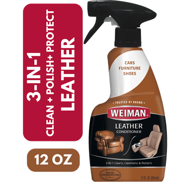 Weiman 3-1 Leather Cleaner & Conditioner for Furniture, Auto, Bags & Shoes, UVX Protection,16oz