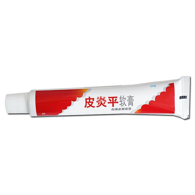 piyanping ungüento piel picazón manos y pies peeling mosquito picaduras crema peladora agrietada tubo frontal horizontal con tapa roscada blanca a la izquierda, etiqueta blanca y roja con texto en caracteres chinos y borde en ondas rojas, marcado 25 g visible; crema para manos y cuerpo.