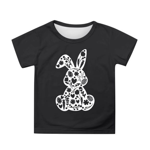 Tiijoy Easter Graphic T-Shirt for Girls Cute Rabbit Short Sleeve T Shirt, Sizes 3-13