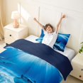 thumbnail image 3 of Castle Fairy Photorealistic Manta Ray Seascape Twin Duvet Cover,Sunbeam Sand Deep Ocean Art Twin Bedding,Deep Azure,Navy Blue Reversible,2pcs,No Comforter,1 Duvet Cover and 1 Pillowcase, 3 of 6