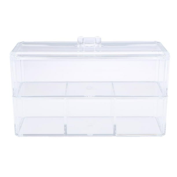 Estuche organizador de maquillaje de 2 capas Soporte para hisopo de almohadilla de acrílico