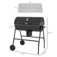 thumbnail image 3 of Outsunny Barrel Charcoal BBQ Grill with 420 sq.in. Cooking Area, Outdoor Barbecue with Wheels, Ash Catcher and Built-in Thermometer for Patio Picnic, Backyard Party, Black, 3 of 9