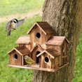thumbnail image 1 of Outside Wooden Bird Houses Hanging 6 Hole Handmade Natural Bird House NEW, 1 of 9