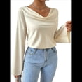 thumbnail image 3 of Blusas de Mujer con Cuello Vuelto, Larga, para Profesora, Oficina, Negocios, Elegantes, Informales Albaricoque L, 3 of 10