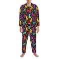 thumbnail image 3 of Honeii Colorful Cats Pattern Mens Pajamas Set,2pcs Men's Lounge Long Sleeve Sleep Shirt and Pajama Bottoms Sleepwear Set,Mens Pjs Sets-Medium, 3 of 7