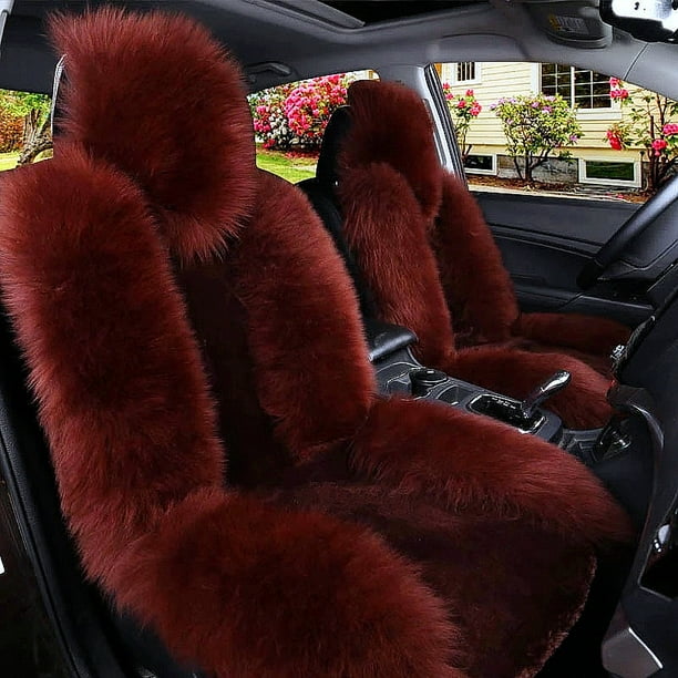 Single Wool Car Seat Cover Warm Sheepskin Fur Front Cushion Mat Full Surround Pad Winter Com Single Wool Car Seat Cover Warm, Red Sheepskin Car Seat Covers