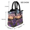 thumbnail image 2 of Lsque Starry Night Purple Irises Pattern Leather Rivet Shoulder Bag – Elegant Genuine Leather & Microfiber PU Crossbody with Detachable Adjustable Strap, 2 of 5
