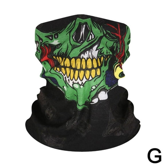 Green color one size seamless headscarf multifunctional magic cycling mask warm surrounding Halloween props changeable skull outdoor mask
