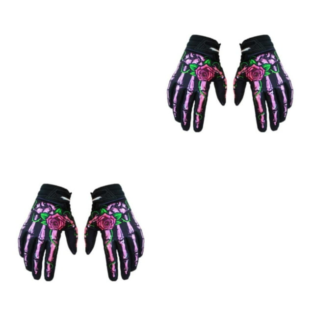kurtrusly Breathable And Comfortable Full Finger Riding Gloves For Motorcycle Cycling Lightweight And Shockproof Nylon Durable pink L 2Set