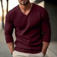 thumbnail image 2 of APEXFWDT Men Casual V Neck Sweater Shirt Knit Regular Fit Long Sleeve Pullover Top for Men Fashion Basic Henley Sweater, 2 of 8