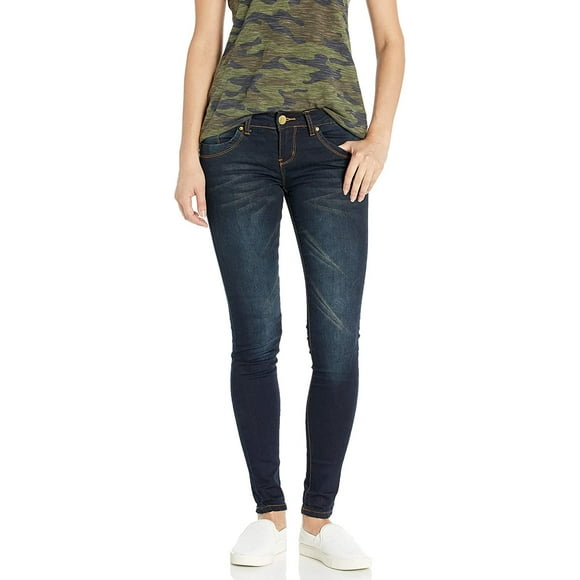 V.I.P.JEANS Bande de Forme Extensible Mignonne Taille Basse Rehausse-Fesses Ajustée Mince, Bleu Minuit, 7 pour Junior
