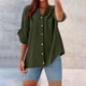 thumbnail image 2 of Camisetas para mujer,Camisa de mezcla de lino para mujer, túnica con cuello en V y manga 3/4, tela de poliéster, blusa informal de gran tamaño para el hogar, sopatenor, 2 of 9