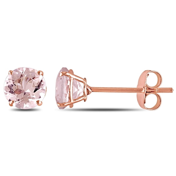 Everly Women's 1ct TGW Morganite 10k Rose Gold Solitaire Stud Earrings