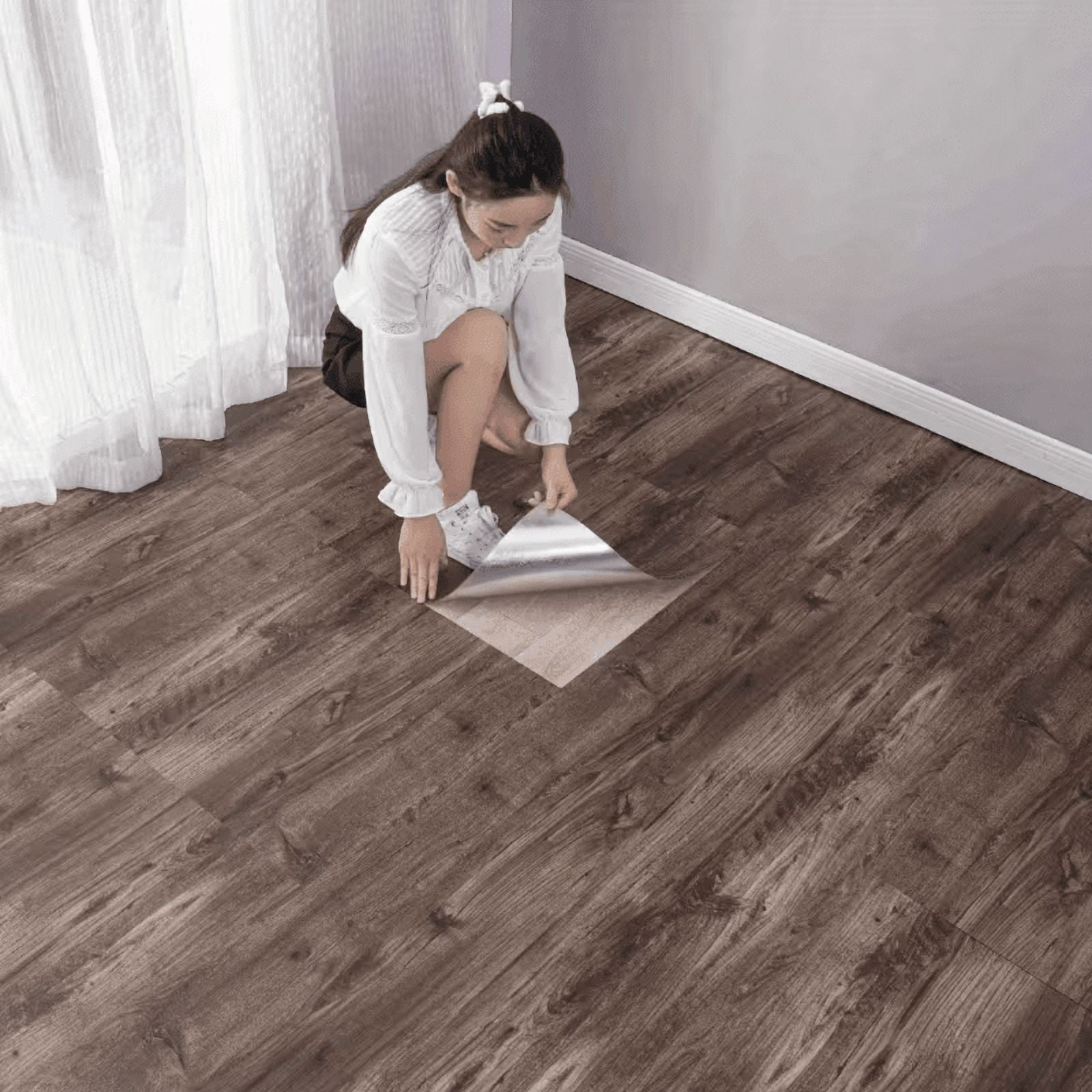 (30 Pack) Peel & Stick Floor Tile, 11.8"x11.8" Vinyl Wood Grain Self Adhesive Flooring