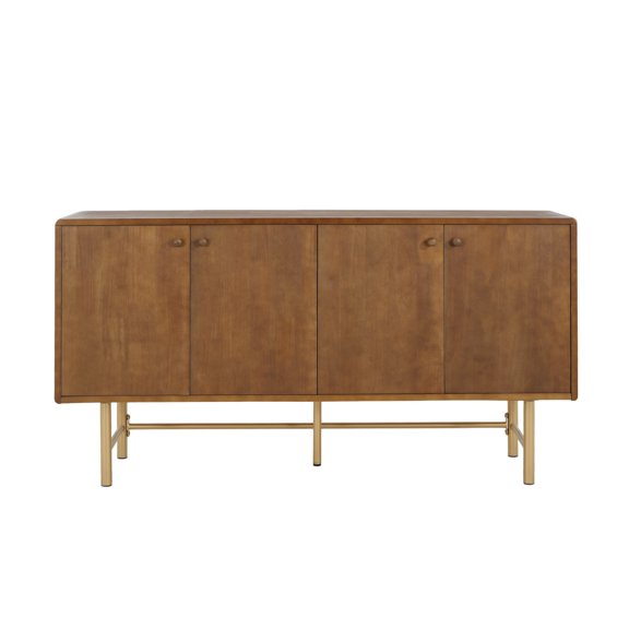 Christopher Knight Home Modern Scandinavian 4-Door Sideboard, Storage Cabinet with Adjustable Shelves, Brown