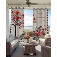 thumbnail image 3 of Valentine's Day Black Out Curtains 54 Inch Long, Short Curtains for Small Window, Love Heart Roses Black White Plaid Romantic Rustic Room Darkening Window Curtains for Kitchen 42"x54" 2 Panels, 3 of 8