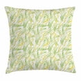 thumbnail image 1 of Garden Art Throw Pillow Cushion Cover, Watercolor Mimosa Pattern Wild Spring Flowers Brush Strokes Effect, Decorative Square Accent Pillow Case, 20 X 20 Inches, Apple Green and Yellow, by Ambesonne, 1 of 2