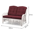 thumbnail image 5 of Malibu Set of 2 Natural Rattan Wicker  Lounge Chairs, Loveseat w/Dark Brown Cushion and Coffee Table w/Glass, White Wash, 5 of 7