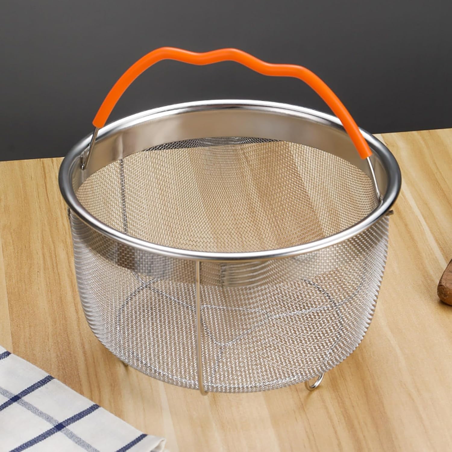 Steamer Basket for Instant Pot Accessories 6 & 8 Qt - Stainless Steel Mesh Strainer and Colander for Kitchen - Vegetable Steamer Insert with Handle for Cooking Broccoli, Eggs, Pasta - Silver